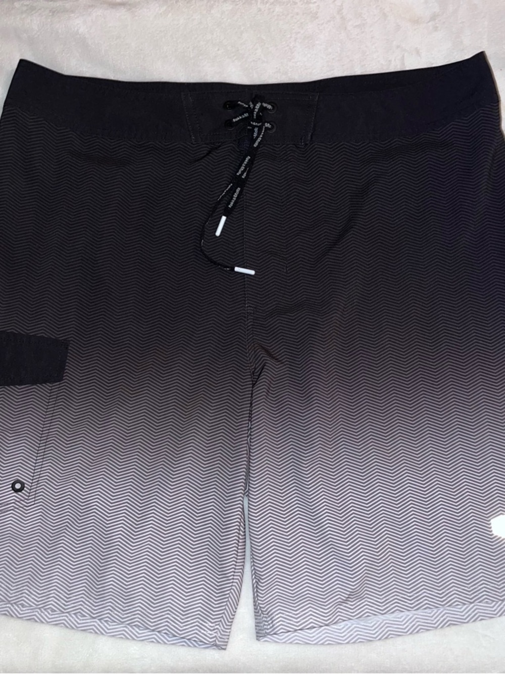 Men's Black Ombre Chevron Board Shorts with Lace-Up Waist